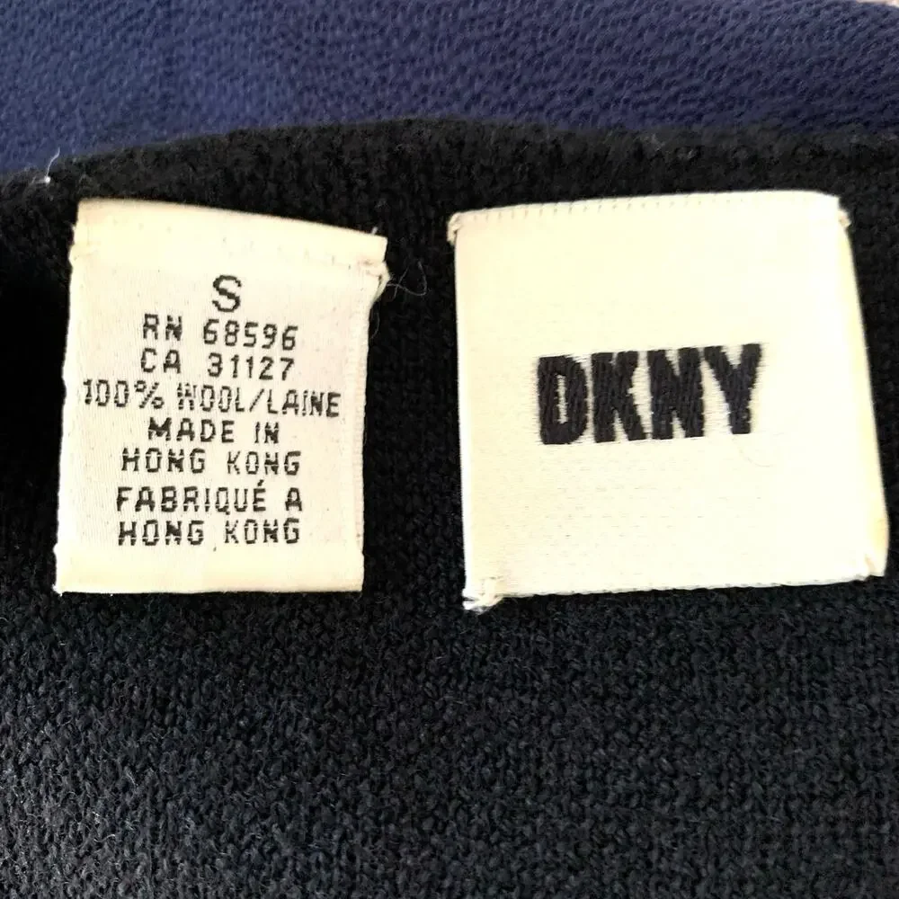 DKNY Women Vintage Wool Black Sleeveless Beaded Sweater Dress Whimsigoth Small - Picture 3 of 8